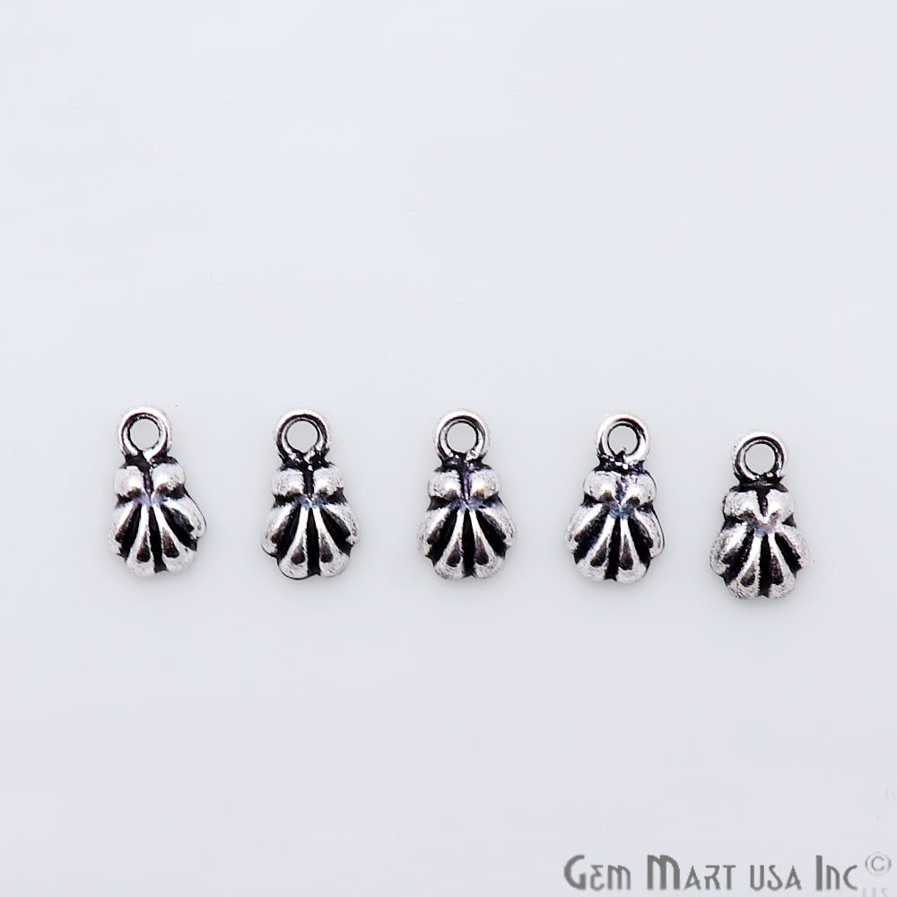 5pc Lot Seashell Shape Oxidized 9x5mm Charm For Bracelets & Pendants - GemmartUSA