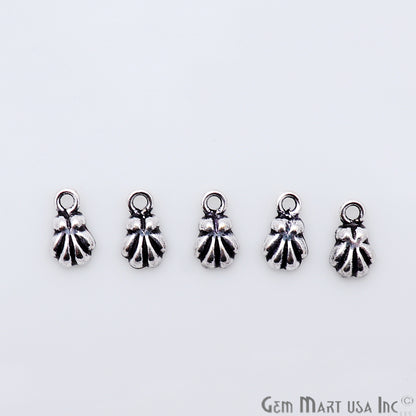 5pc Lot Seashell Shape Oxidized 9x5mm Charm For Bracelets & Pendants - GemmartUSA