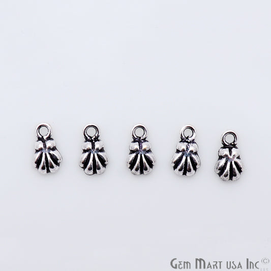 5pc Lot Seashell Shape Oxidized 9x5mm Charm For Bracelets & Pendants - GemmartUSA
