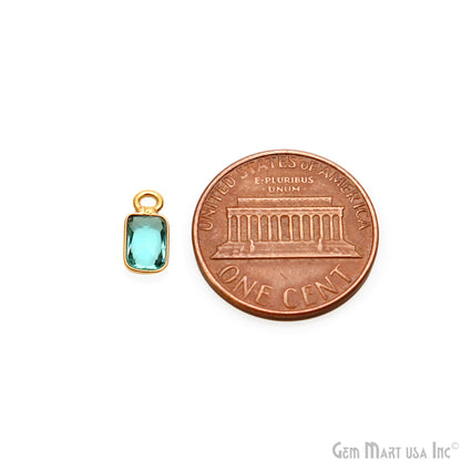 5pc Lot Apatite Octagon 5x3mm Gold Plated Single Bail Gemstone Tiny Connector
