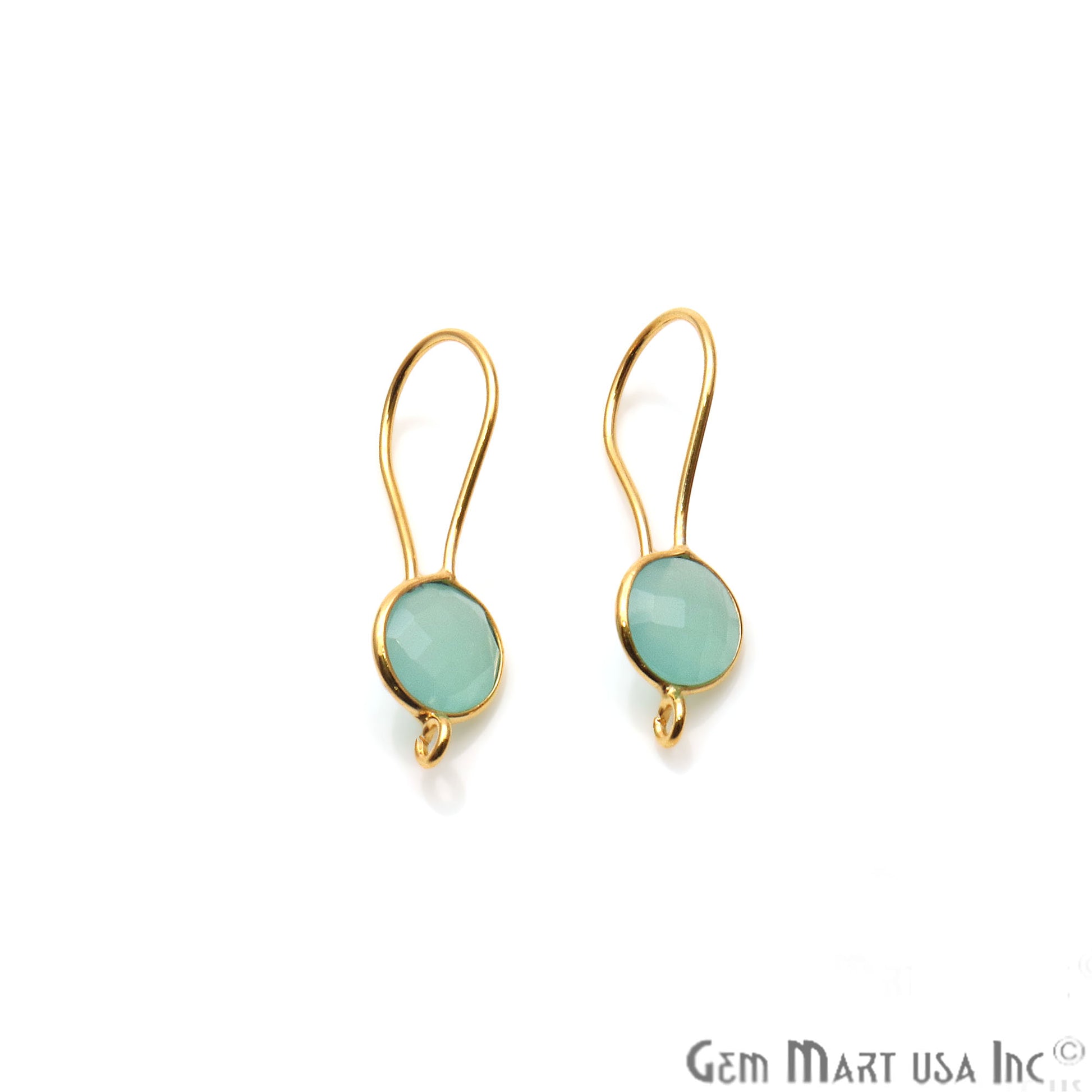 DIY Gemstone 26x9mm Gold Plated Round Hook Earring (Pick Gemstone) - GemMartUSA