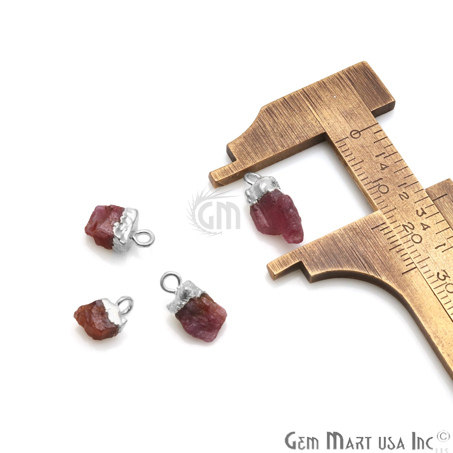 Rough Multi Tourmaline Organic 13X7mm Silver Electroplated Pendant Connector - GemMartUSA