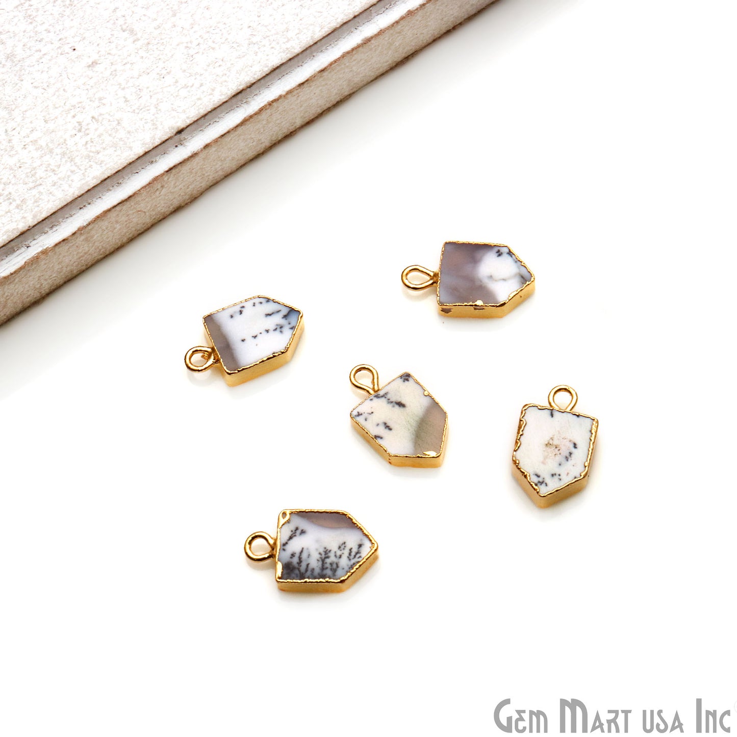 Pentagon Shape 16x9mm Gold Electroplated Gemstone Connector (Pick Stone) - GemMartUSA