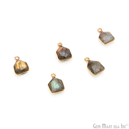 Labradorite 15x9mm Pentagon Shape Gold Plated Single Bail Gemstone Connector