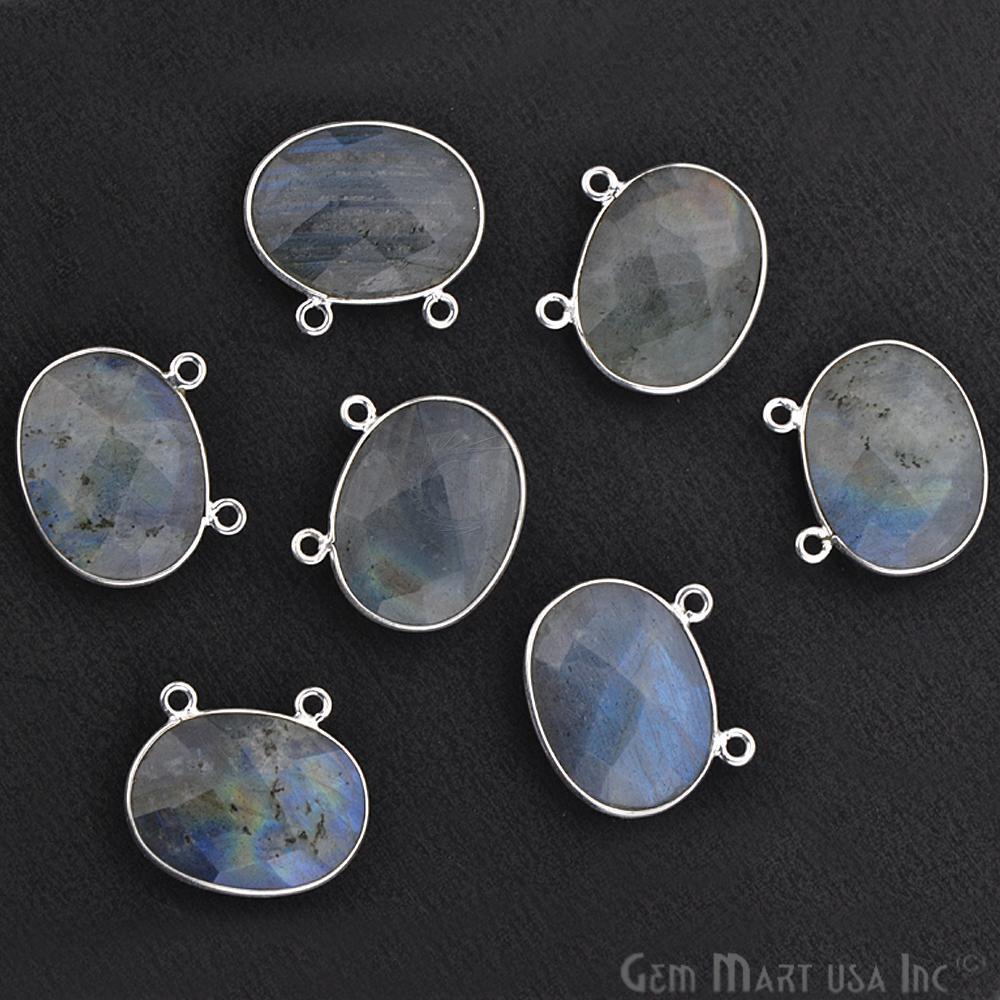 Oval 15x20mm Cat Bail Gemstone Silver Bezel Connector