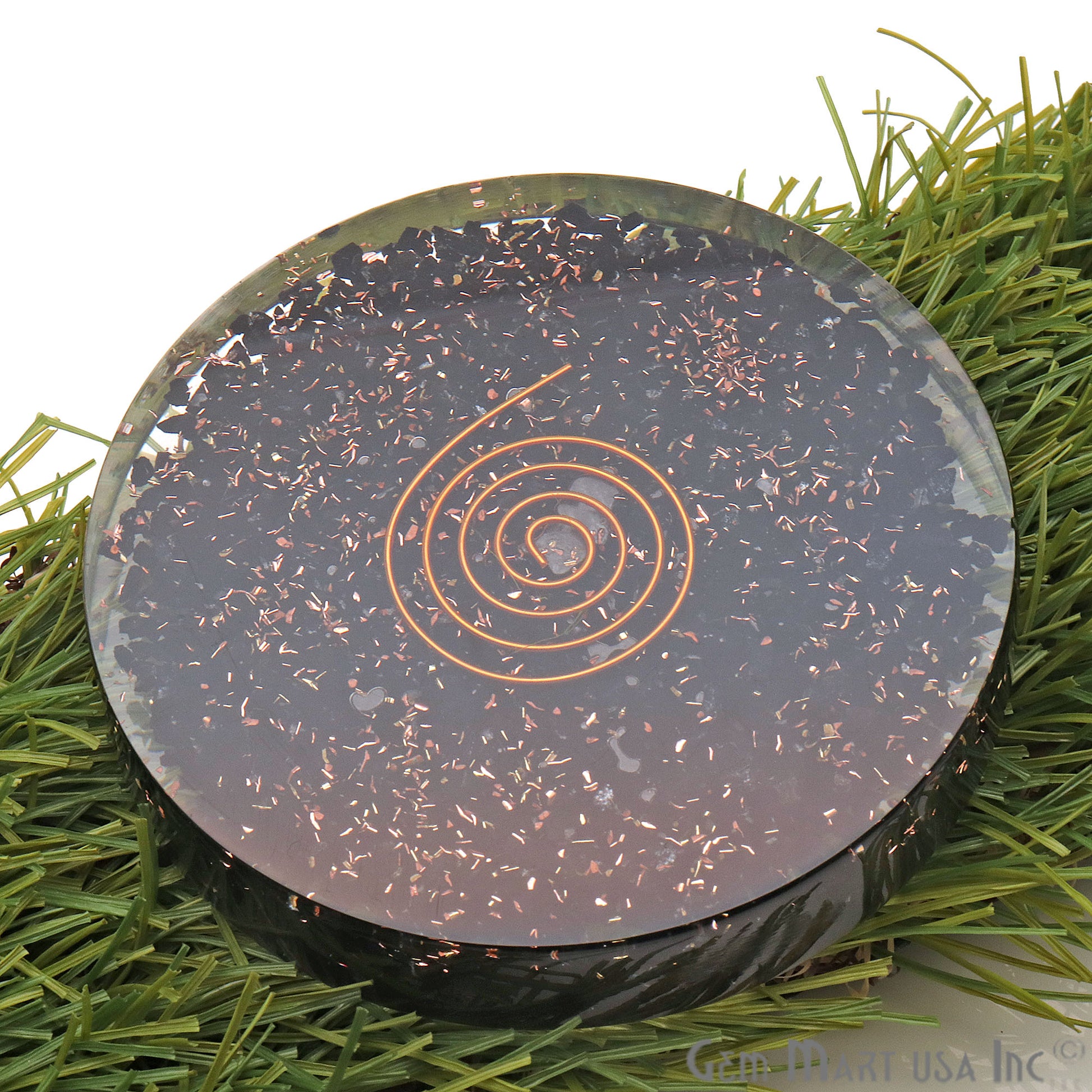 Black Tourmaline Healing Stone Plate , Tourmaline Meditation Stone, Home Decor 80MM - GemMartUSA