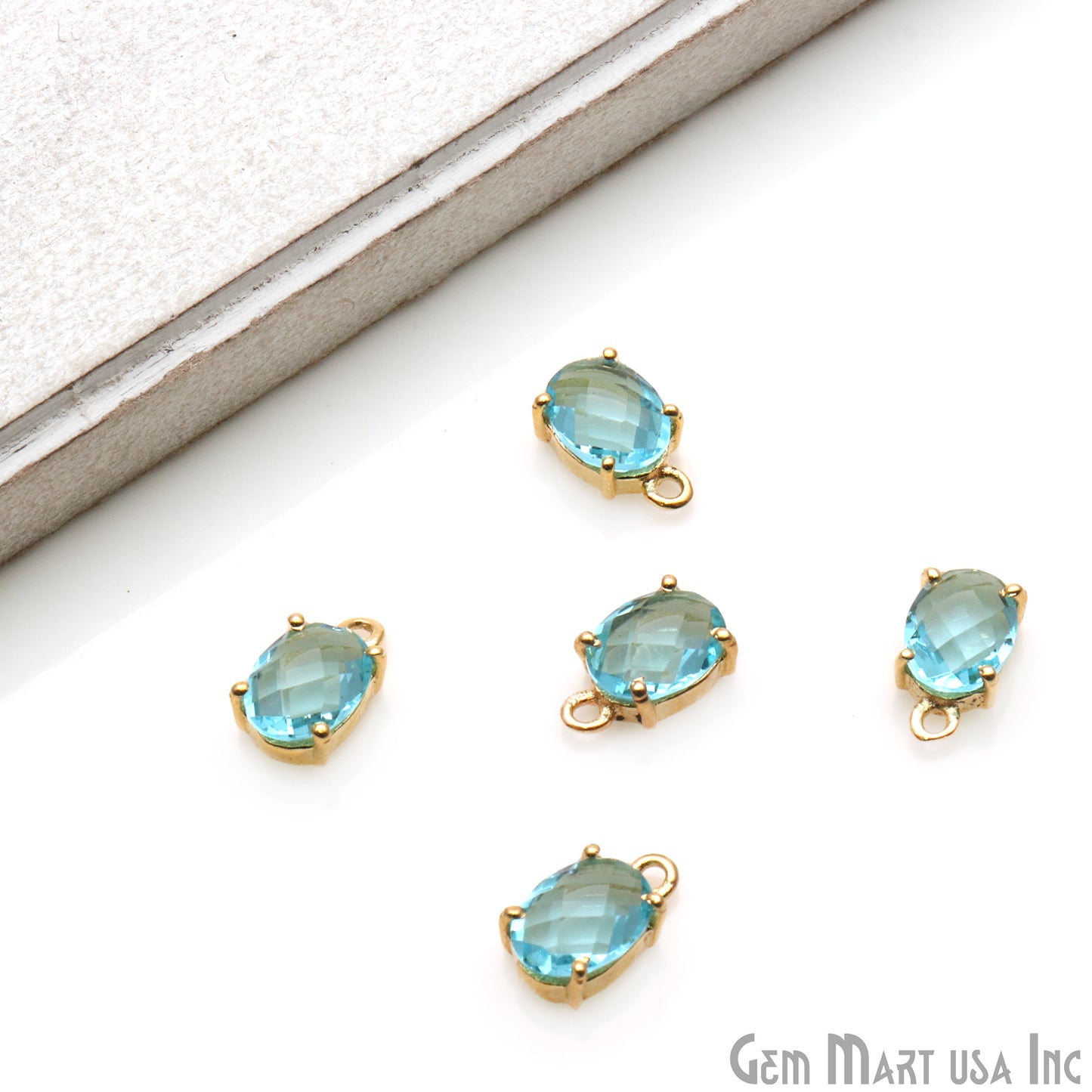 Oval 6x8mm Gold Plated Prong Setting Gemstone Connector (Pick Stone) - GemMartUSA