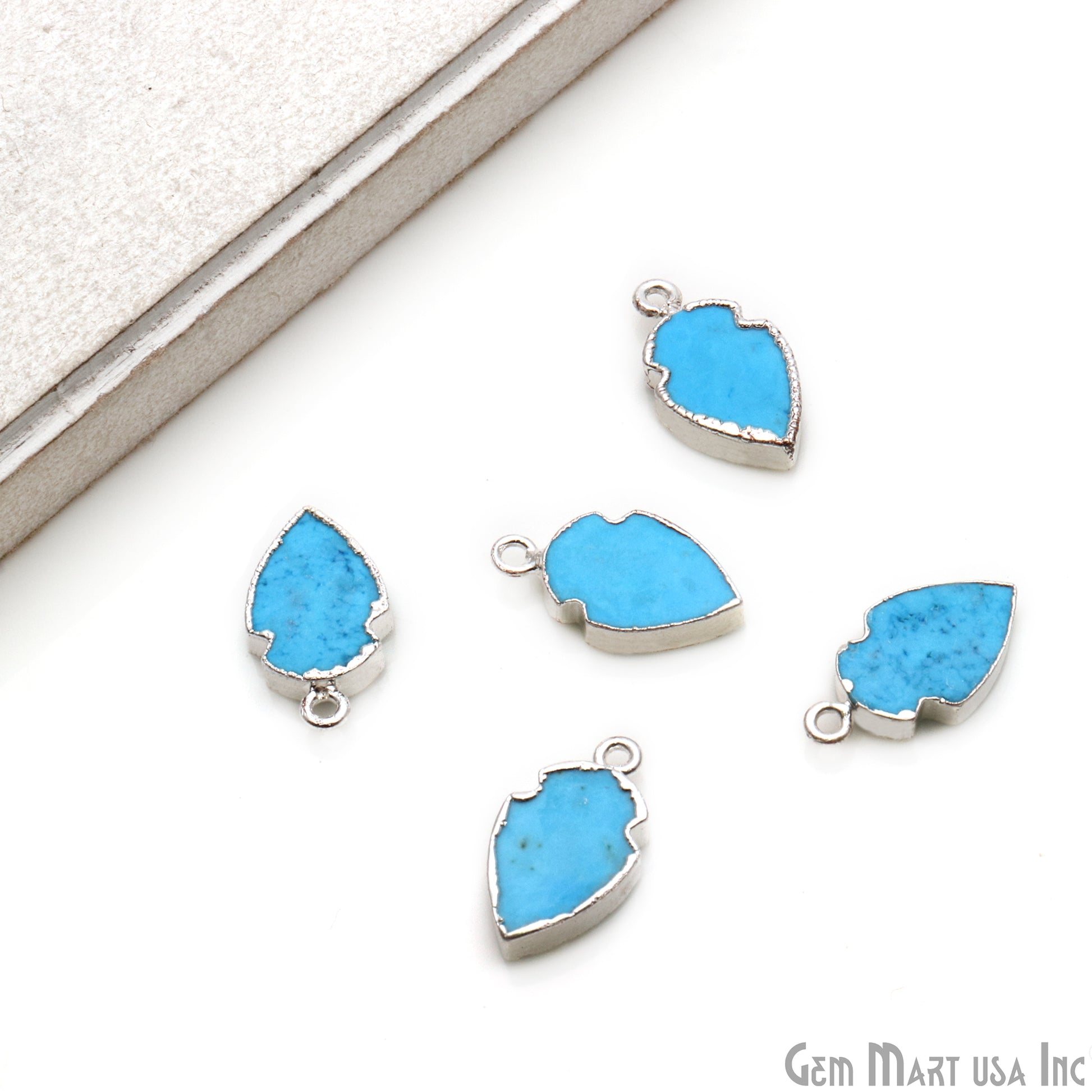Arrow Heads 20x11mm Bezel Electroplated Shape Connector (Pic Stone) - GemMartUSA