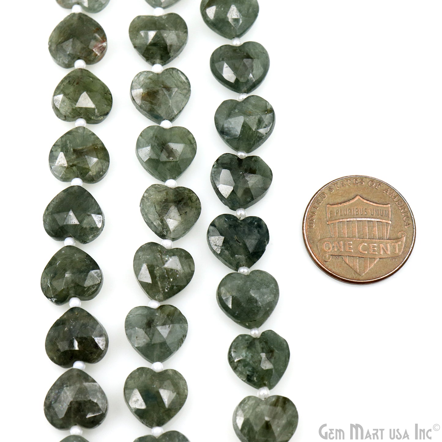 Green Apatite Heart Beads, 7 Inch Gemstone Strands, Drilled Strung Briolette Beads, Heart Shape, 10mm