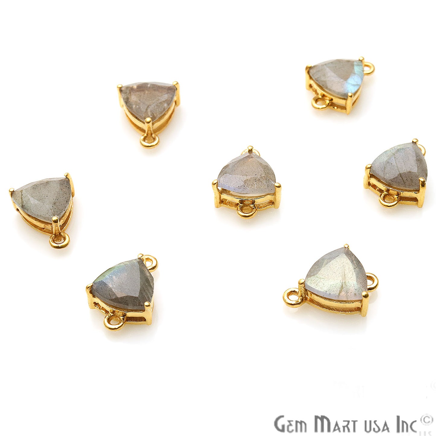 Labradorite Prong Setting Gold Plated Flashy Gemstone Connector - GemMartUSA