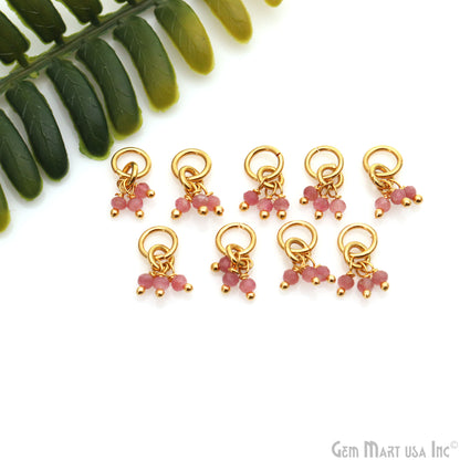 Faceted Gemstone Cluster Beads With Gold Jump Ring 15x6mm