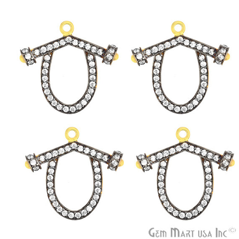 Cubic Zircon Pave Charm Gold Vermeil Charm For Bracelet & Pendants - GemmartUSA