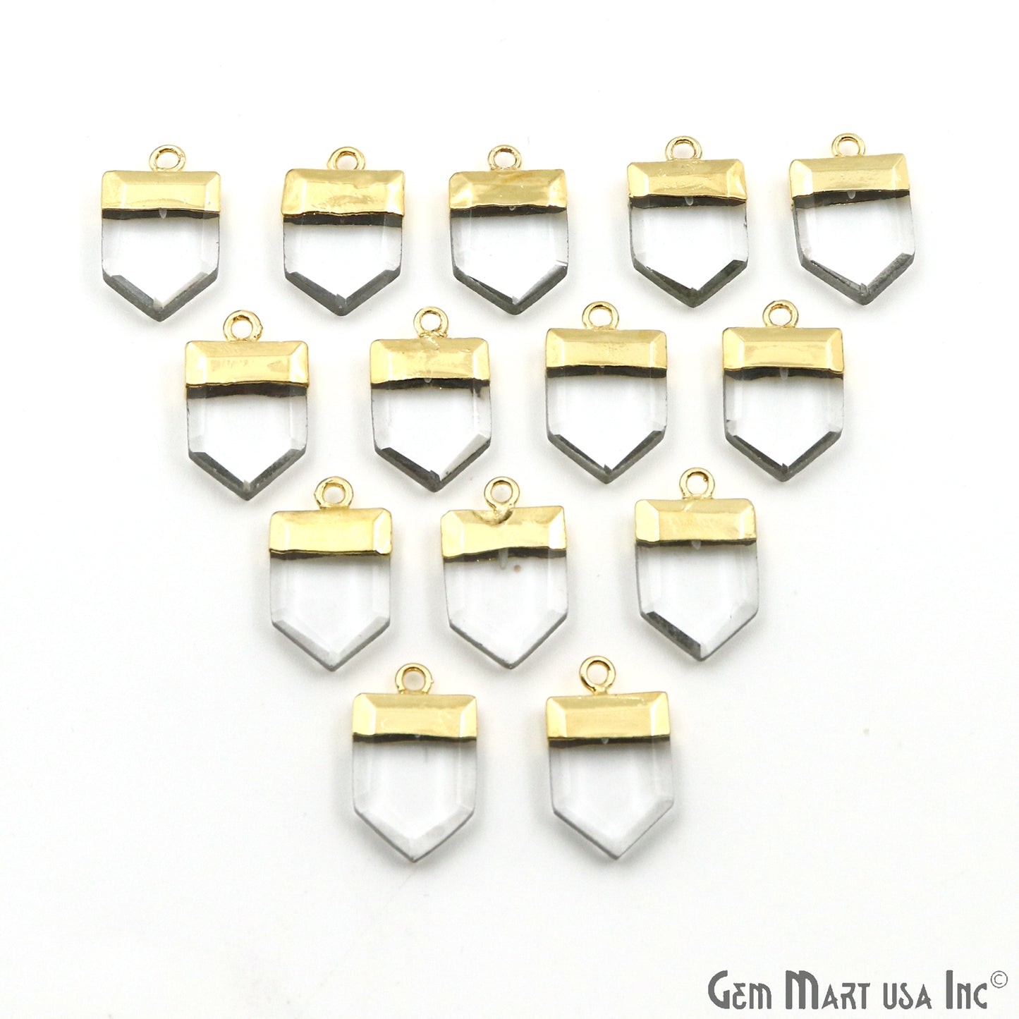 Pentagon 19x12mm Gold Electroplated Single Bail Gemstone Connector