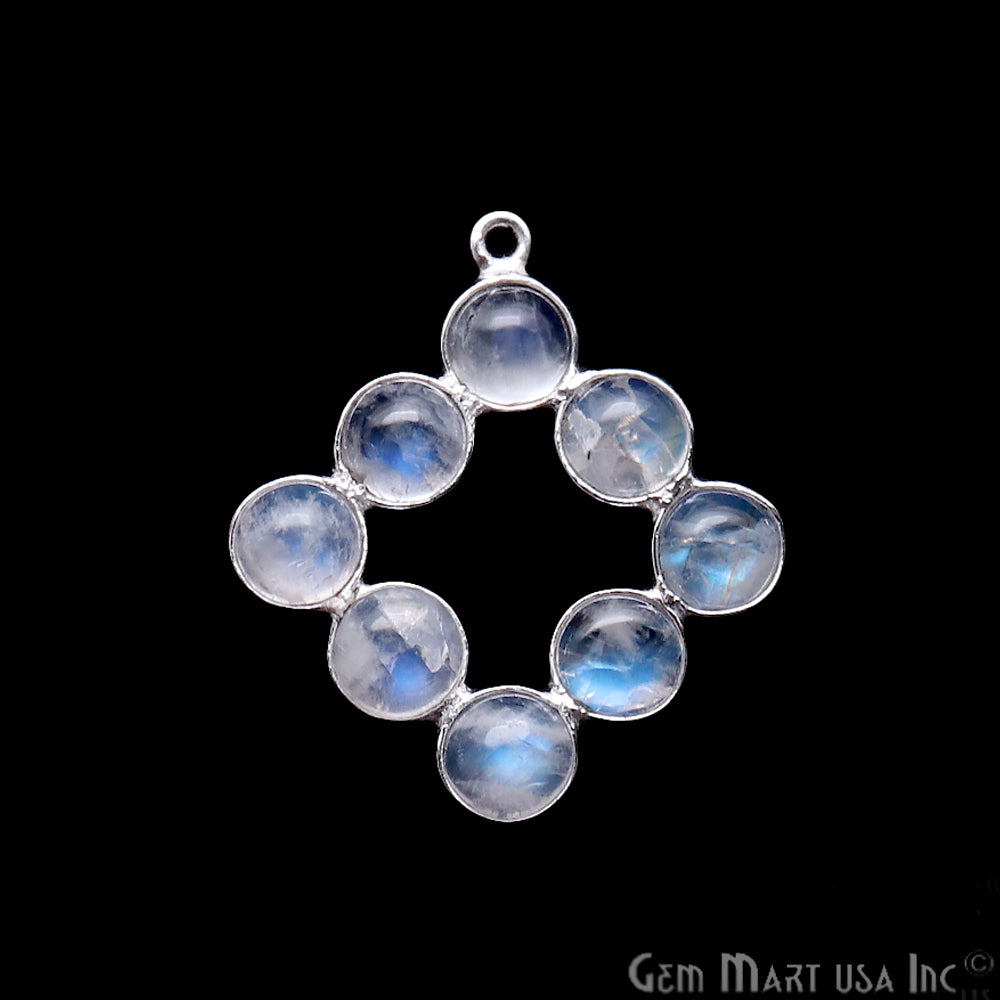 DIY Rainbow Moonstone 30x22mm Silver Plated Chandelier Finding Component - GemmartUSA