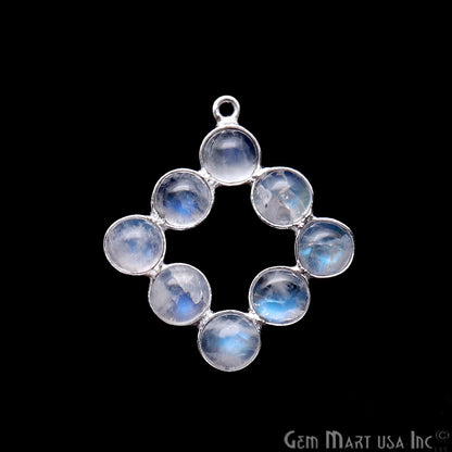 DIY Rainbow Moonstone 30x22mm Silver Plated Chandelier Finding Component - GemmartUSA