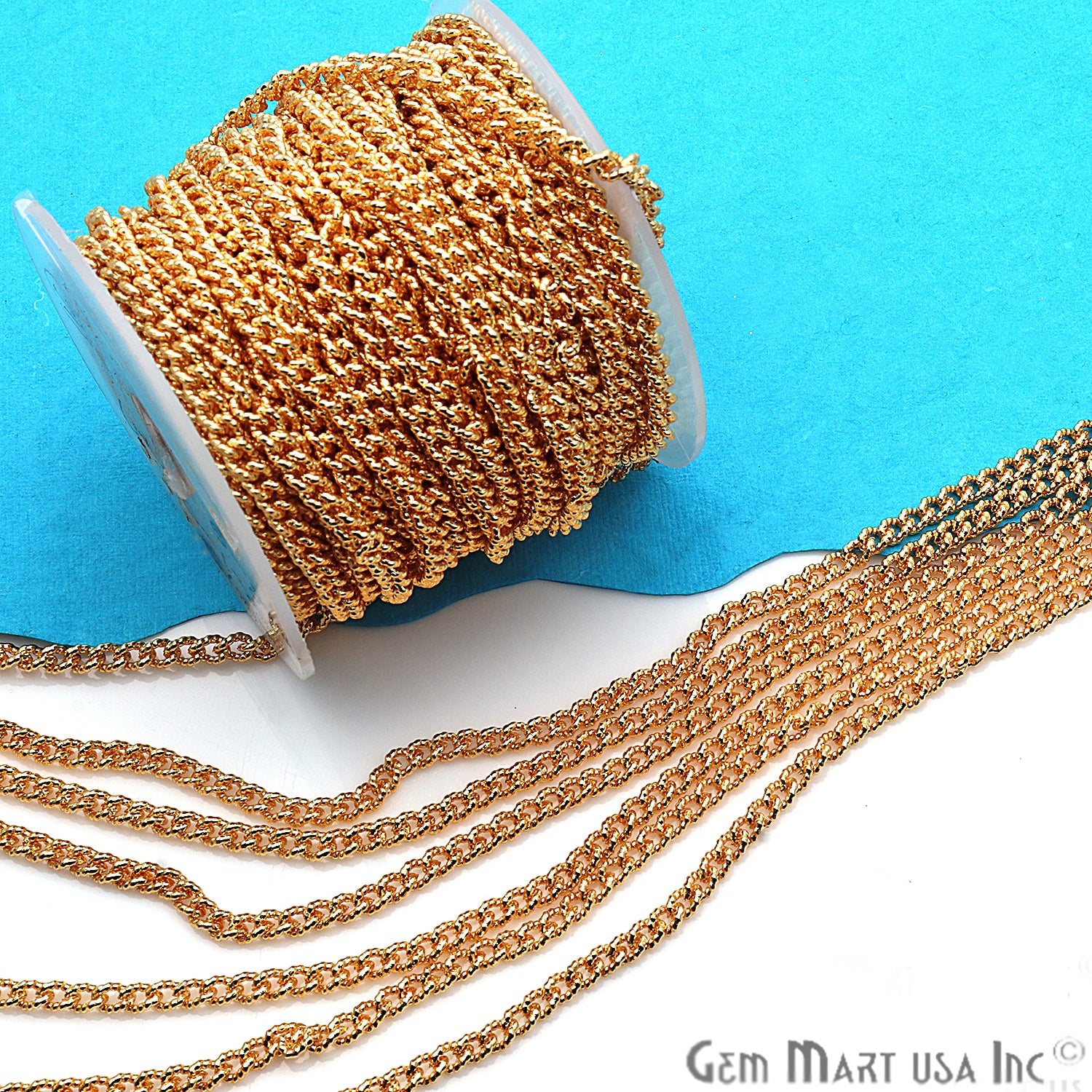 Gold Plated Rope Soldered Station Rosary Chain - GemmartUSA