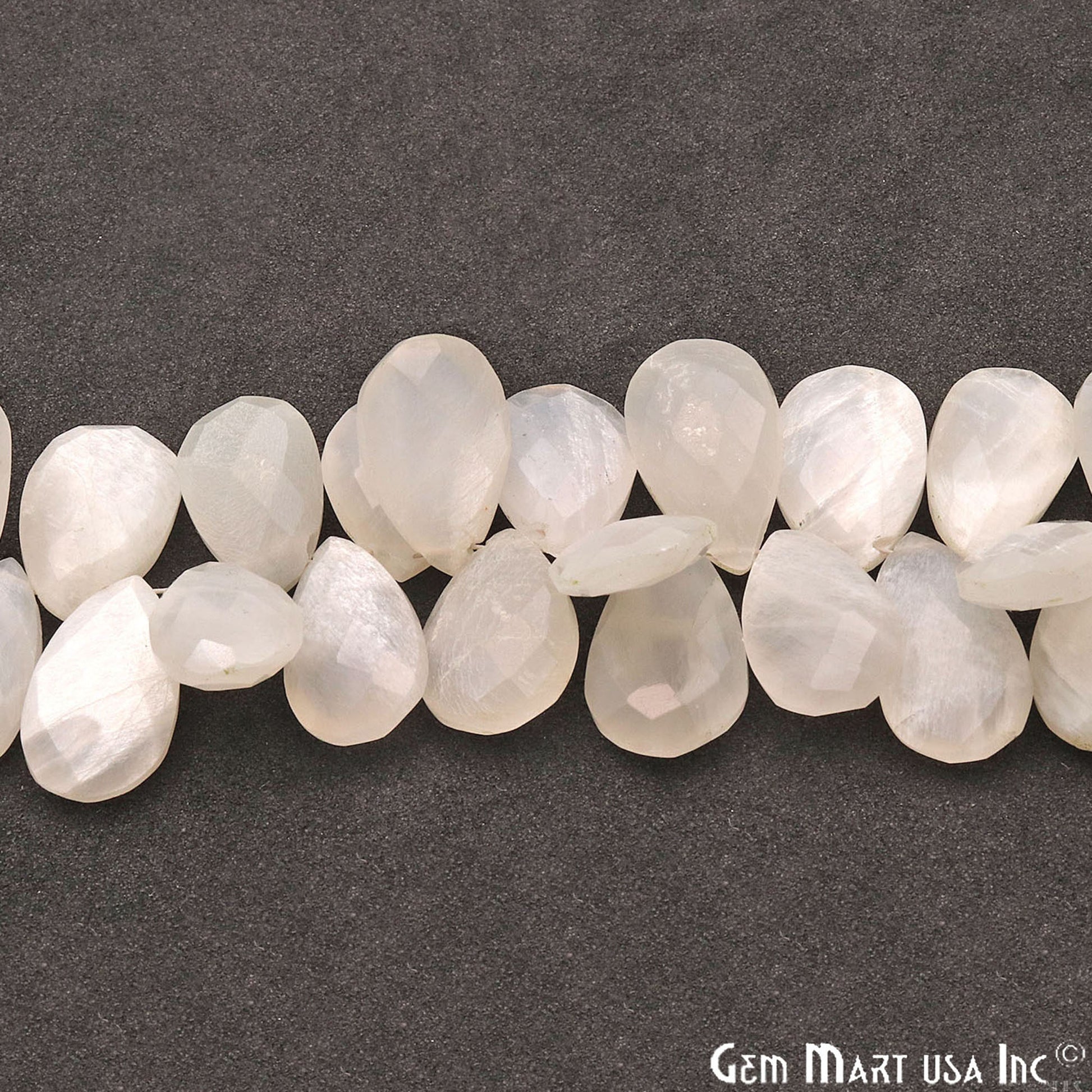 Rainbow Moonstone Pears Shape 18x11mm Briolette Beads, Rondelle Beads 9 Inch Length - GemMartUSA