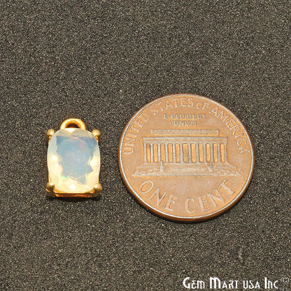Opal Gemstone Octagon 7x9mm Prong Setting Gold Plated Connector - GemMartUSA
