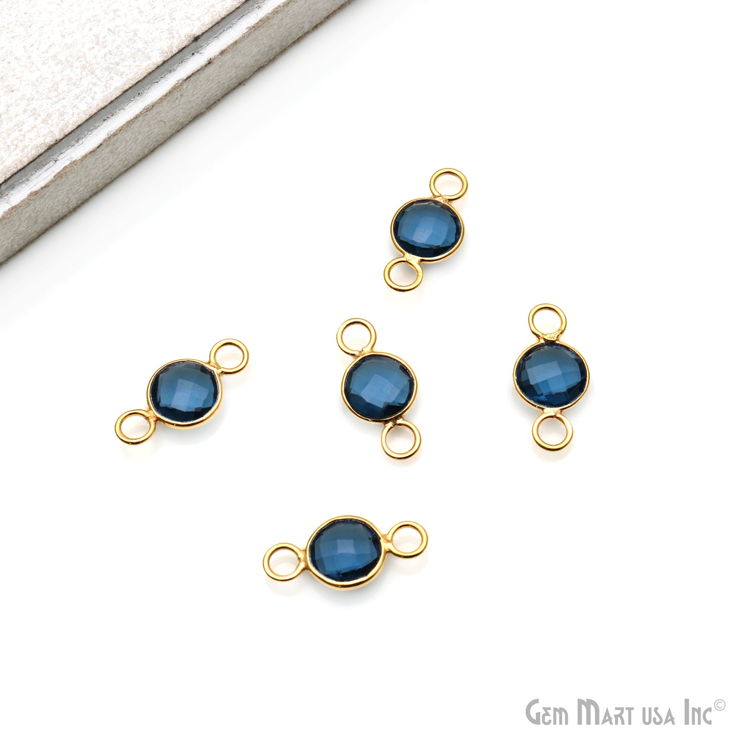 Round 8mm Gold Plated Bezel Big Bail Gemstone Connector
