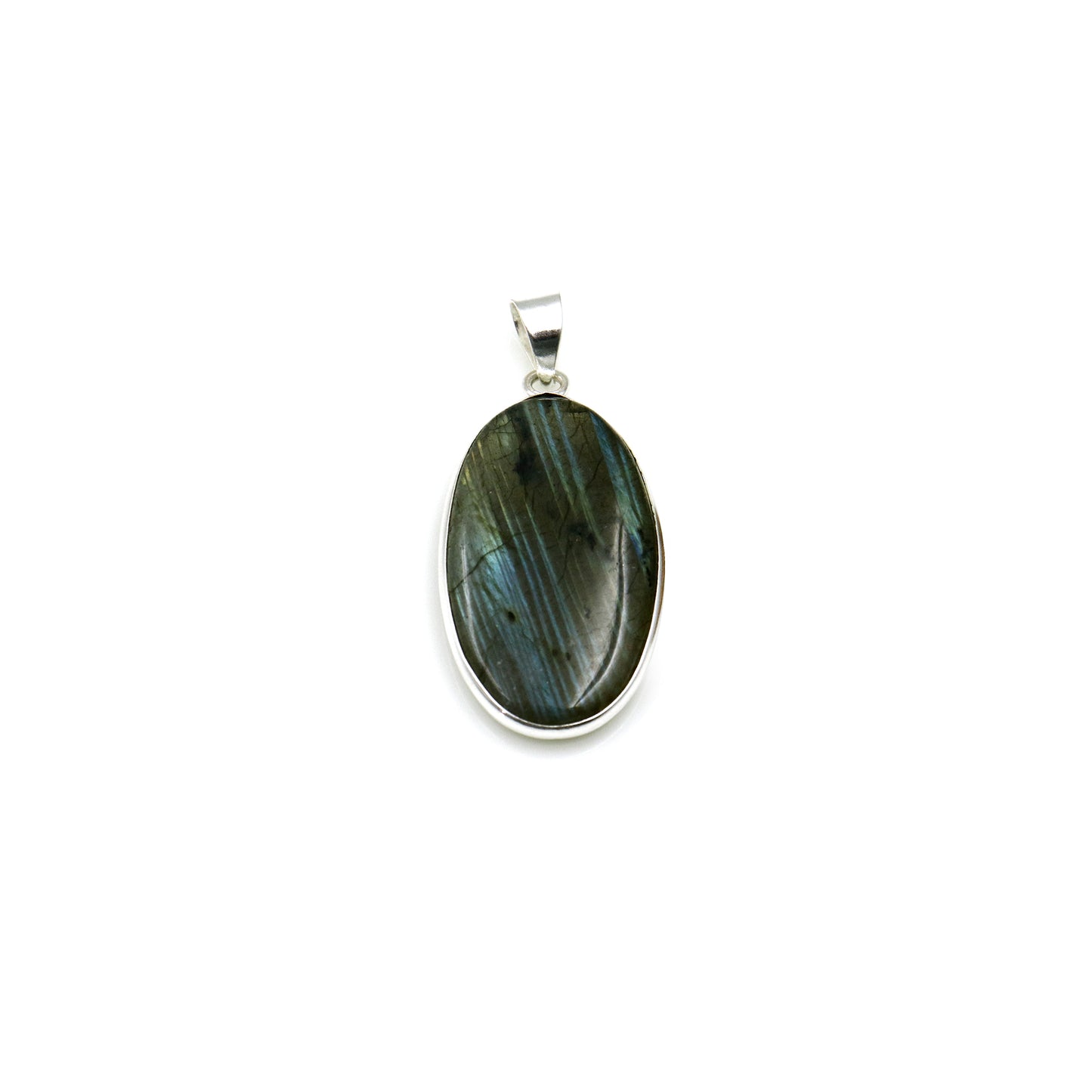 Labradorite Gemstone Oval 37x20mm Sterling Silver Necklace Pendant 1PC