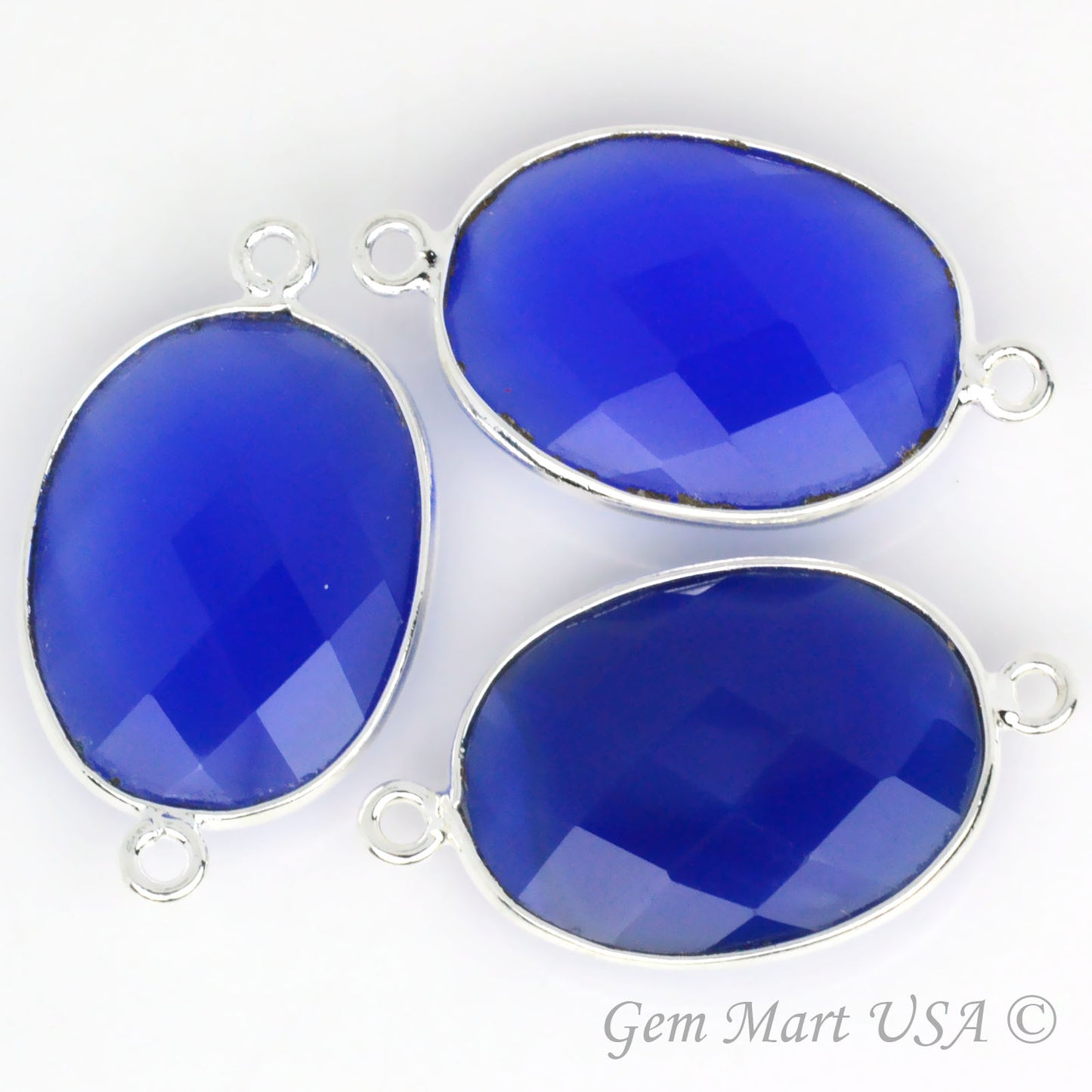 Oval 15x20mm Double Bail Silver Bezel Gemstone Connector