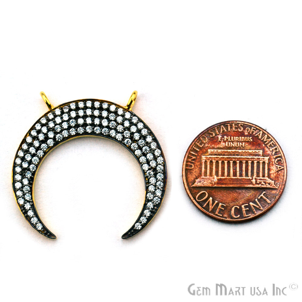 Moon' CZ Pave Gold Vermeil Charm for Bracelet & Pendants - GemMartUSA