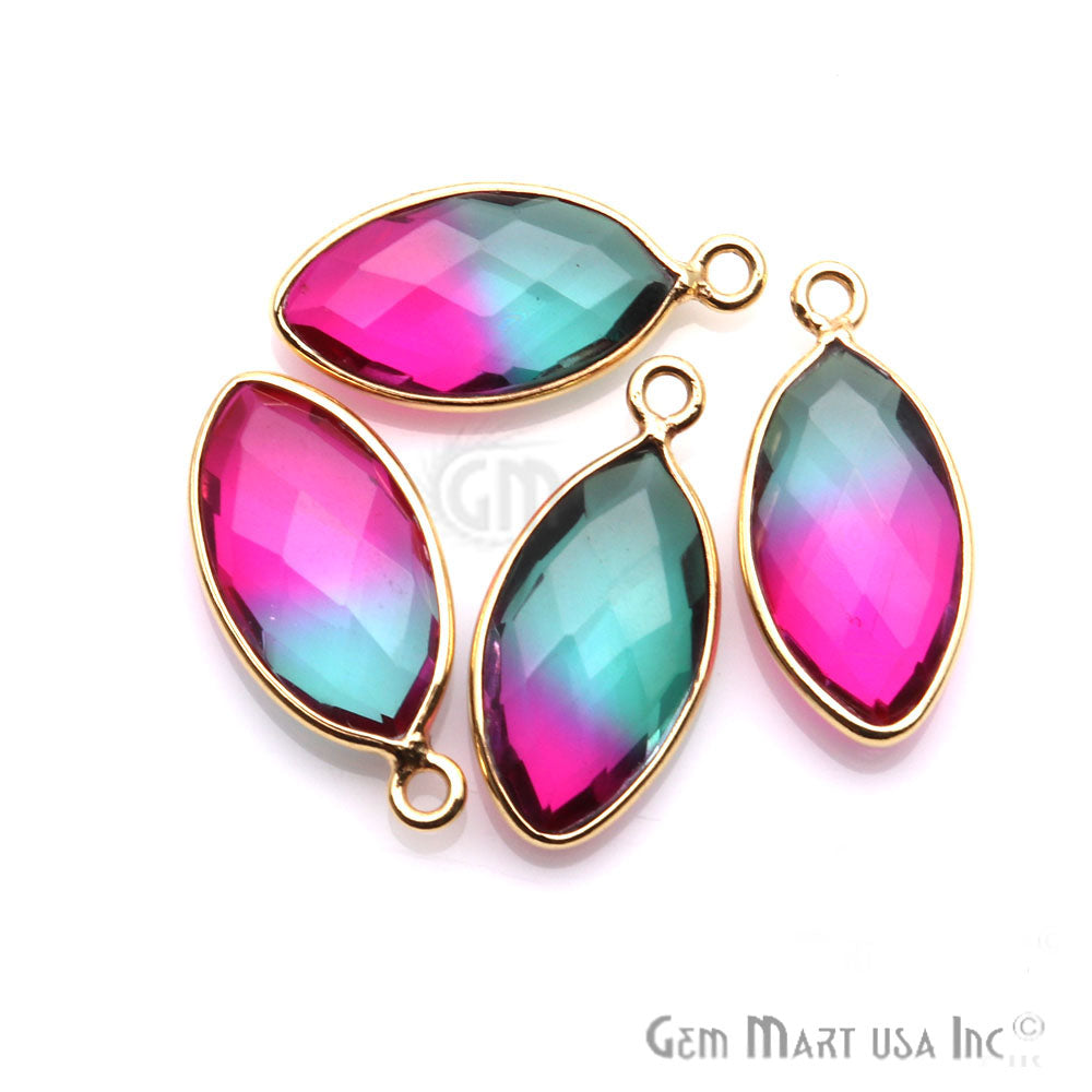 Doublet Aura Quartz 8x16mm Marquise Connector (Pick Color, Plating, Bail) - GemMartUSA