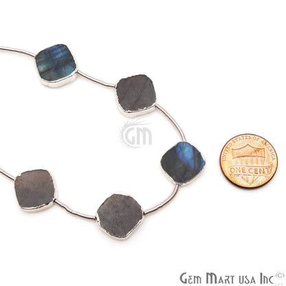 Labradorite Free Form 18x15mm Silver Edged Crafting Beads Gemstone Strands 9INCH - GemMartUSA