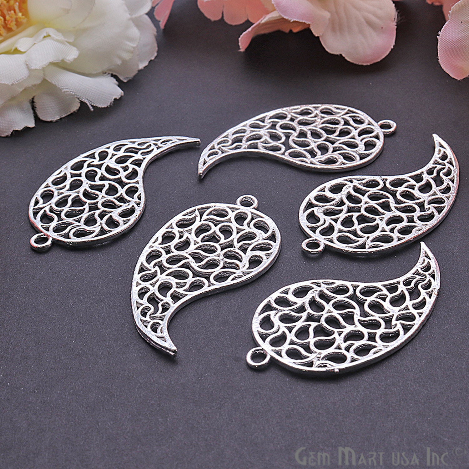 Paisley Charm 44x23mm Chandelier Finding Connector (Pick Your Metal) - GemMartUSA