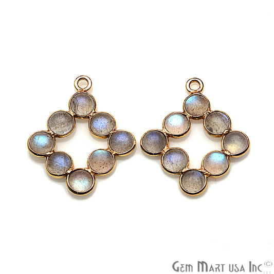 DIY, Labradorite Gold Plated 21x15mm Square Chandelier Finding Component - GemmartUSA
