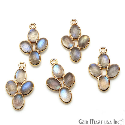 DIY, Labradorite Gold Plated 23x15mm Flower Chandelier Finding Component - GemmartUSA