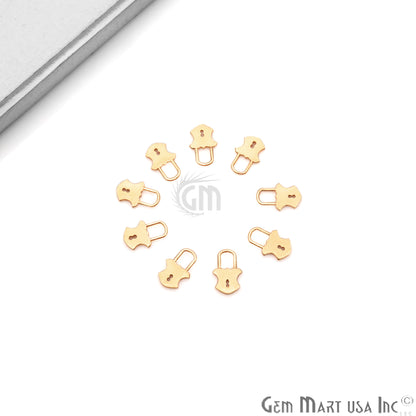 Lock Shape 13x8mm Gold Plated Finding Charm, DIY Jewelry - GemmartUSA