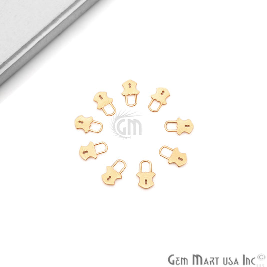 Lock Shape 13x8mm Gold Plated Finding Charm, DIY Jewelry - GemmartUSA