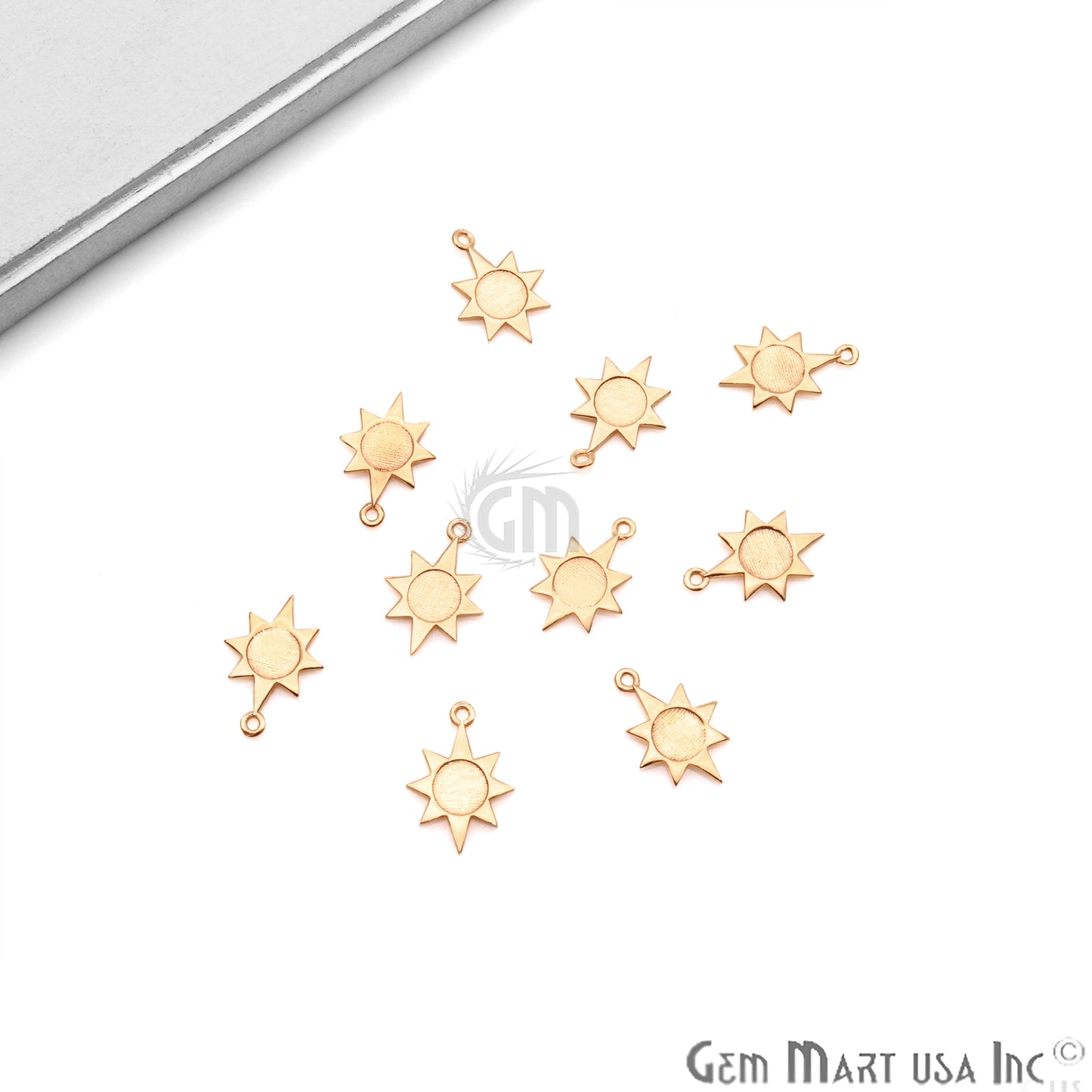 Sun Shape 17x12mm Gold Plated Finding Charm, DIY Jewelry - GemmartUSA