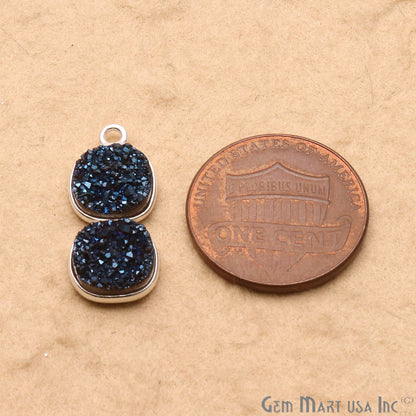 DIY Cushion Druzy Component 22x9mm Gold Plated Gemstone Connector (Pick Color) - GemMartUSA