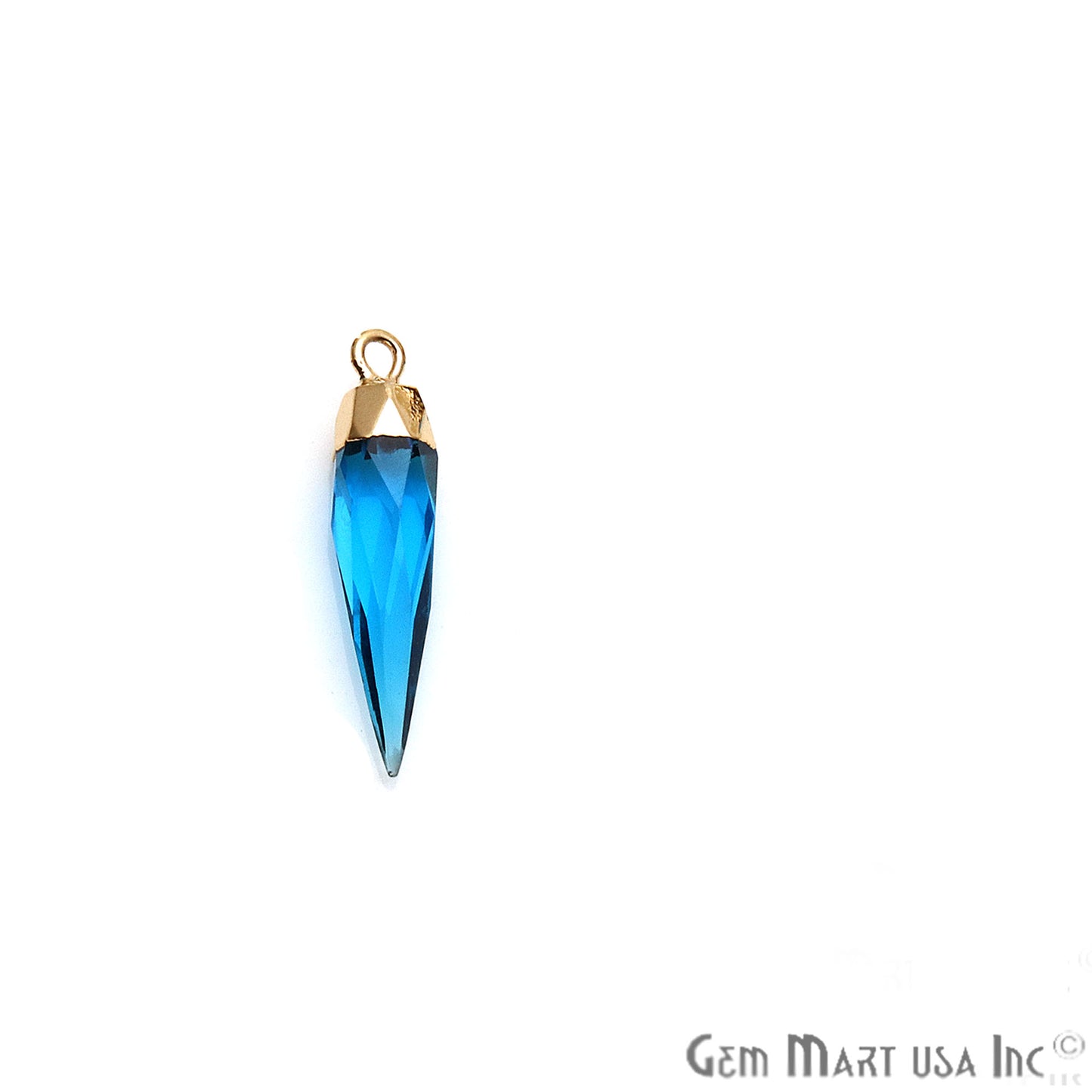 Swiss Blue Topaz 26x6mm Gold Electroplated Gemstone Connector - GemMartUSA