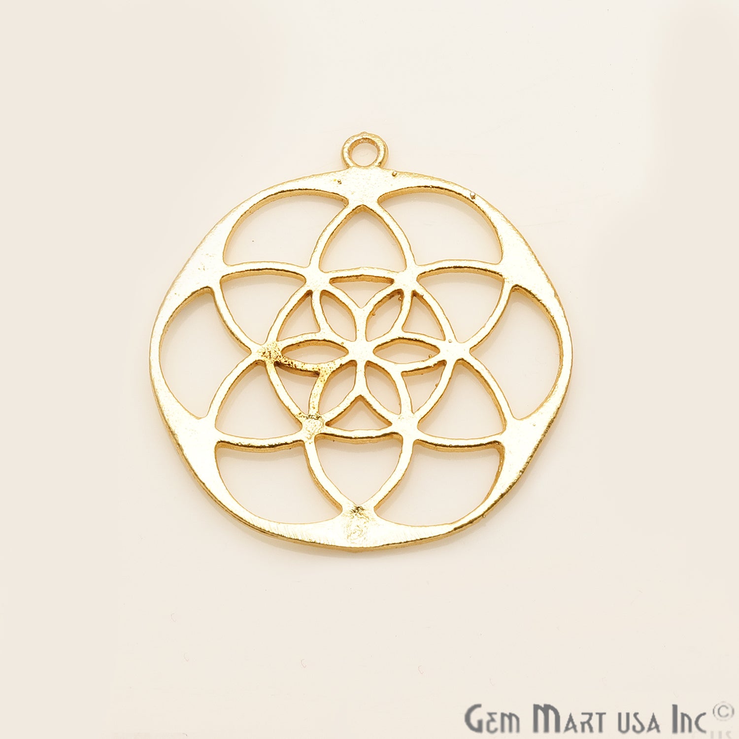 Mandala Shape Finding 40x36mm Gold Plated Chandelier Jewelry Charm - GemMartUSA