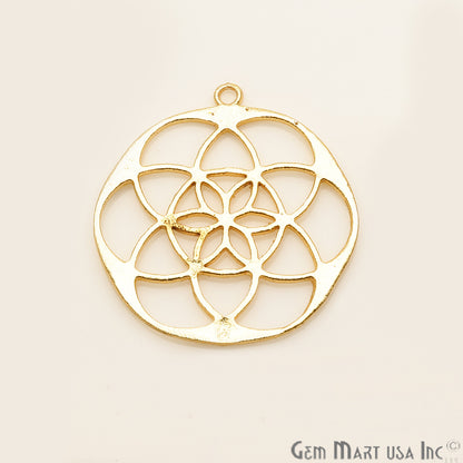 Mandala Shape Finding 40x36mm Gold Plated Chandelier Jewelry Charm - GemMartUSA