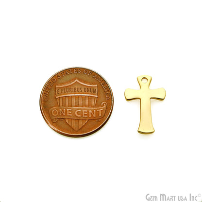 Cross Gold Laser Finding 10x15mm Gold Plated Charm For Bracelets & Pendants