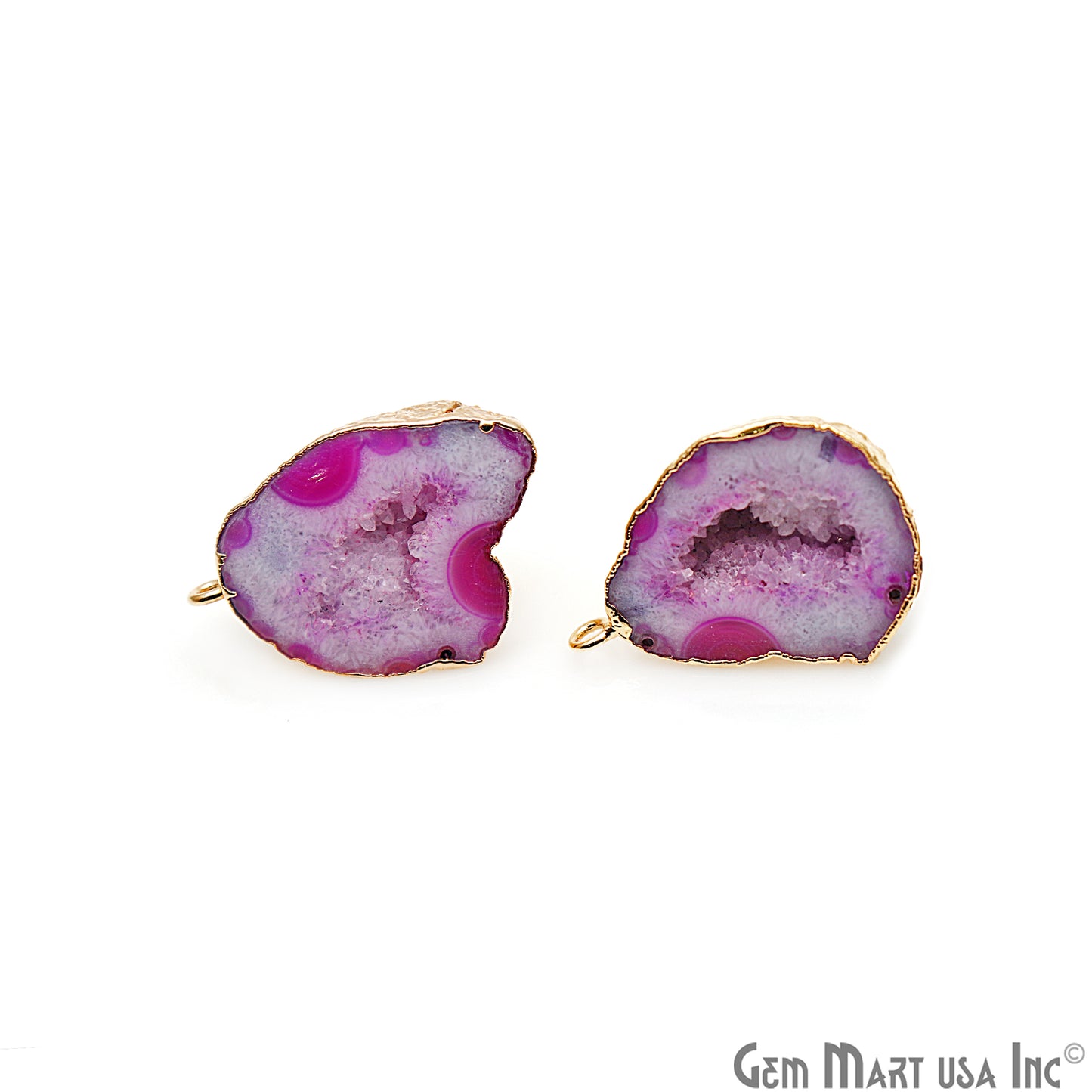 DIY Agate Slice Geode Druzy 22x30mm Gold Electroplated Loop Connector Studs Earrings - GemMartUSA