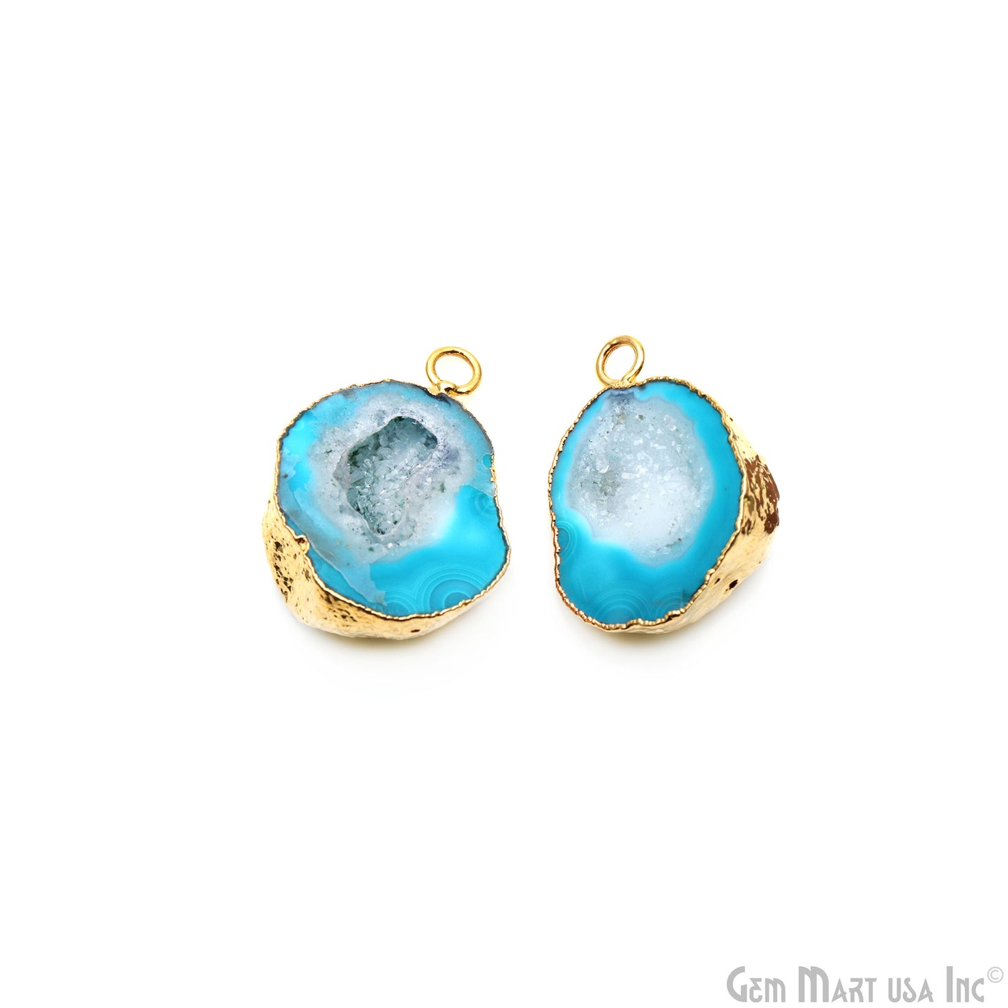 Geode Druzy 22x28mm Organic Gold Electroplated Single Bail Gemstone Earring Connector 1 Pair