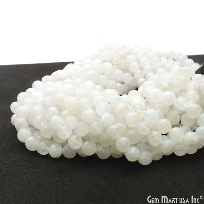 Rainbow Moonstone Cabochon Beads, 13 Inch Gemstone Strands, Drilled Strung Briolette Beads, Cabochon Shape, 7-8mm