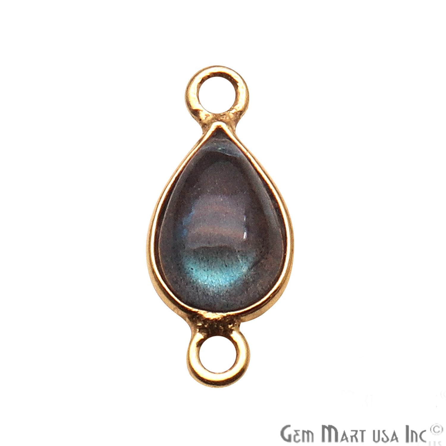 Labradorite Gemstone Cabochon 6x9mm Pear Shaped Connector (Pick Your Bail) - GemMartUSA