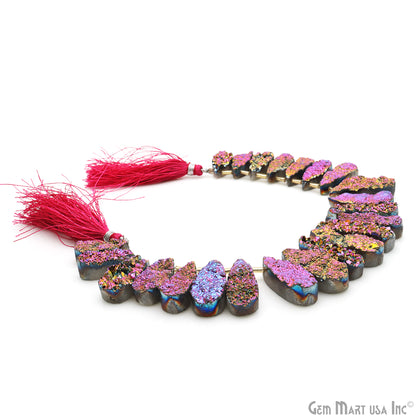Purple Druzy Pears Beads, 8 Inch Gemstone Strands, Drilled Strung Briolette Beads, Pears Shape, 23X10mm