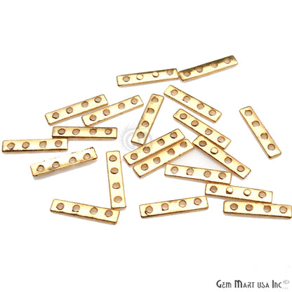 5pc Lot Gold Spacers Bar, 4 Hole Bar, Gold Plated Multi Strand Connector - GemMartUSA