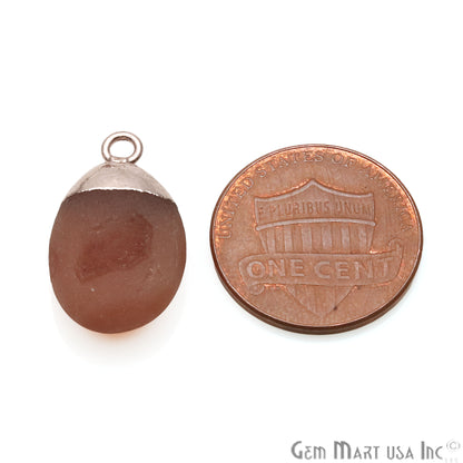 Rough Carnelian Matte Beads Organic 18x13mm Rose Gold Electroplated Pendant Connector - GemMartUSA