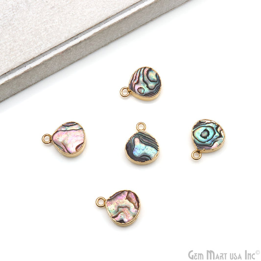 Abalone Shell 12mm Heart Single Bail Gold Electroplated Connector