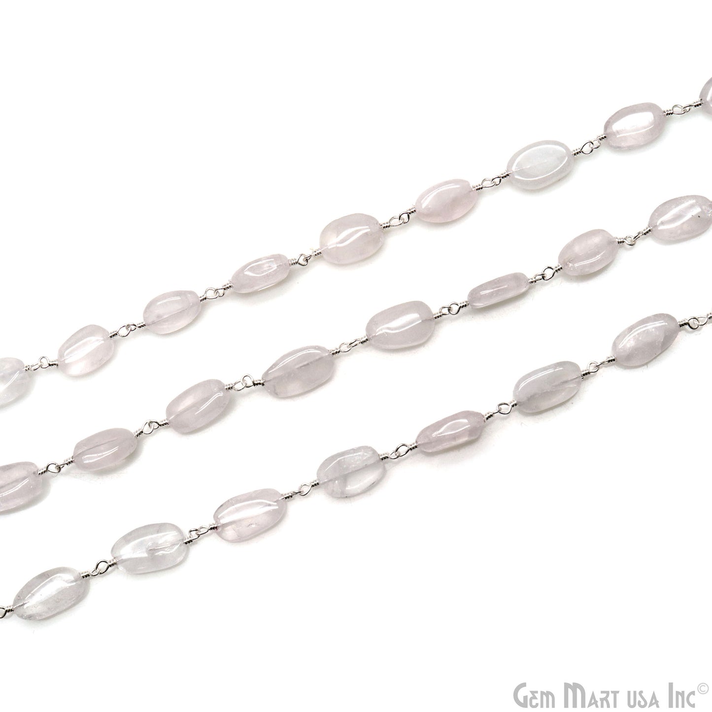 Crystal 8x5mm Tumble Beads Silver Plated Rosary Chain