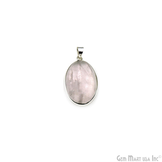 Rose Quartz Gemstone Oval 38x23mm Sterling Silver Necklace Pendant 1PC