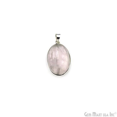 Rose Quartz Gemstone Oval 38x23mm Sterling Silver Necklace Pendant 1PC